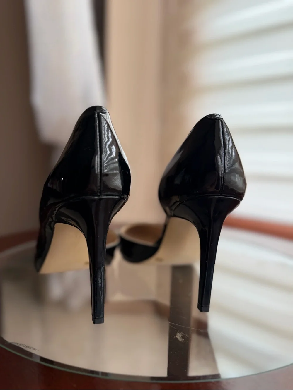 BCBGeneration Black Patent D'Orsay Pointed-Toe Stiletto Heels